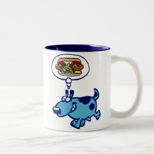 Taza Bicolor Perro caliente de Chicago (perro caricaturista azu