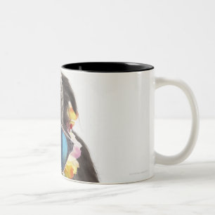 Taza Bicolor Perro con las gafas de sol y el postre helado