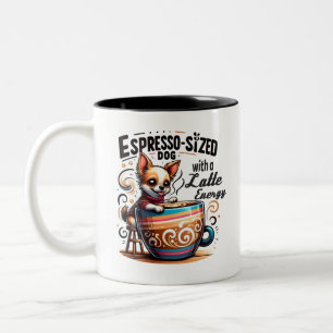 Taza Bicolor Perro con leche de espresso con energía lata