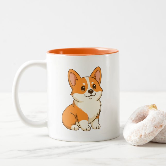 Taza Bicolor Perro Corgi Adorable (Con donut)