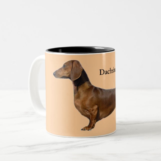 Taza Bicolor Perro Dachshund Marrón (Anverso izquierdo)