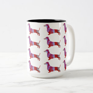Taza Bicolor Perro dachshund rosa