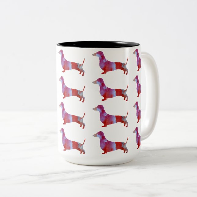 Taza Bicolor Perro dachshund rosa (Anverso derecho)