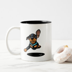 Taza Bicolor Perro Dachshund Volador