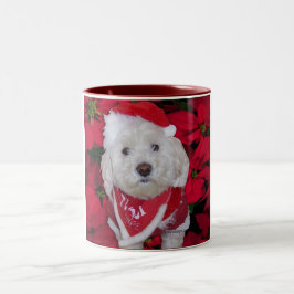Taza Bicolor Perro de Bichon Frise del navidad