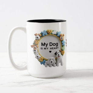 Taza Bicolor Perro de dibujos animados de dos tonos (15 oz)