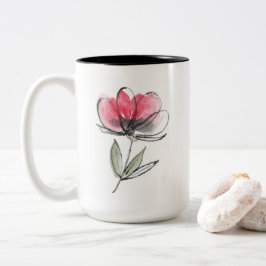 Taza Bicolor Perro de flores rojas