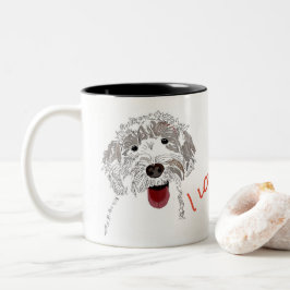 Taza Bicolor Perro de Labradoodle lindo, feliz, cariñoso