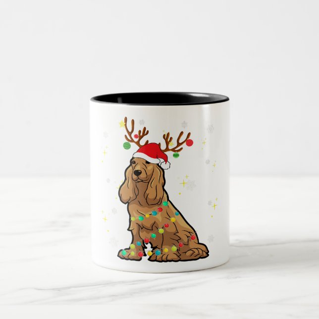 Taza Bicolor Perro de los Navidades de renos españoles (Centro)