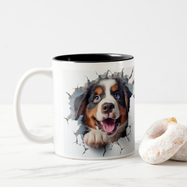 Taza Bicolor Perro de montaña bernés   (Con donut)