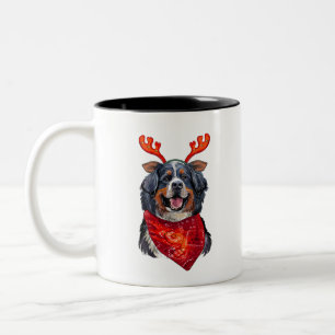 Taza Bicolor Perro de montaña bernés de Navidad