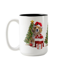 Perro de Navidad con sombrero de Santa