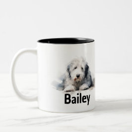 Taza Bicolor Perro de oveja inglés de cola de agua