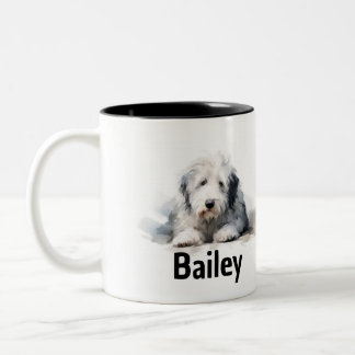 Taza Bicolor Perro de oveja inglés de cola de agua