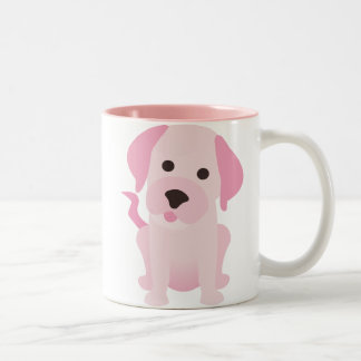 Taza Bicolor Perro de perrito rosado