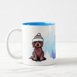 Taza Bicolor Perro de perro de chocolate de invierno de KiniArt
