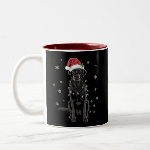Taza Bicolor Perro de pijama de luz de árbol de Navidad Labrado