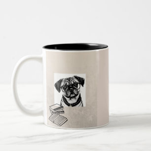 Taza Bicolor Perro de pug. con barba de gafas