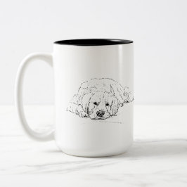 Taza Bicolor Perro de raza Retriever dorado durmiendo, Dibujo d