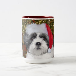 Taza Bicolor Perro de Shih Tzu del navidad