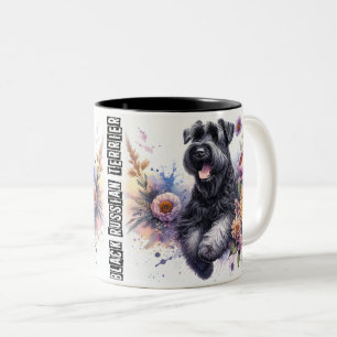 Taza Bicolor Perro de terror negro ruso