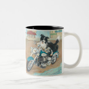 Taza Bicolor Perro en la motocicleta