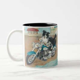 Taza Bicolor Perro en la motocicleta