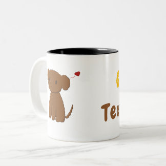 Taza Bicolor Perro Golden Doodle Personalizado