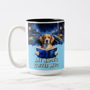 Taza Bicolor Perro leyendo el lema del Personalizable del libro