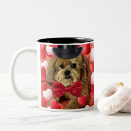 Taza Bicolor Perro lindo con corazones Valentine