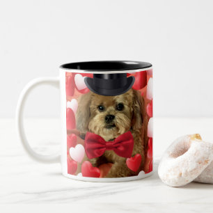 Taza Bicolor Perro lindo con corazones Valentine