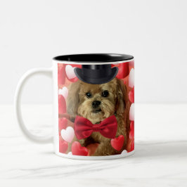 Taza Bicolor Perro lindo con corazones Valentine