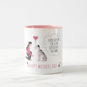Taza Bicolor Perro Mamá Día de la Madre Divertido Paws Love Hea