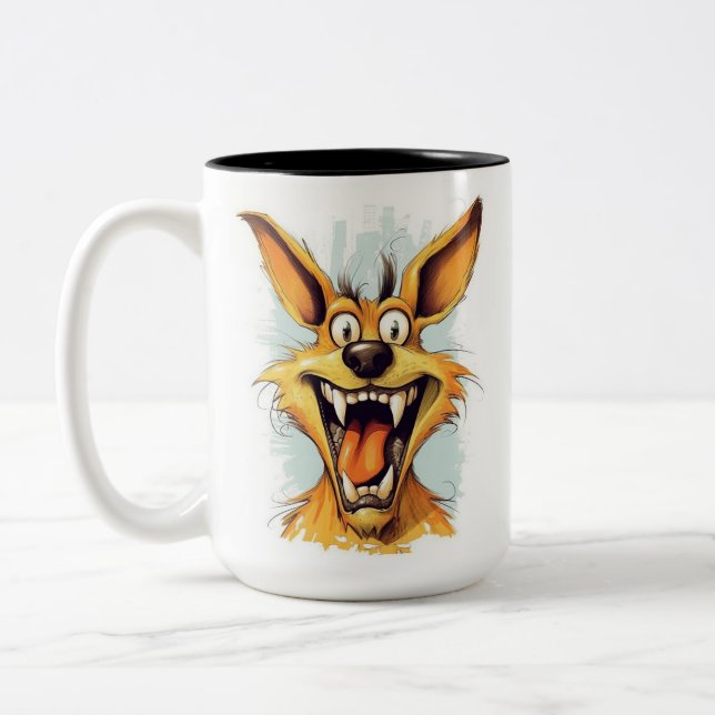 Taza Bicolor Perro monstruo gracioso: Gnasher óseo (Izquierda)