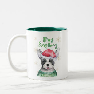 Taza Bicolor Perro Navidad lindo de dos tonadas Mug