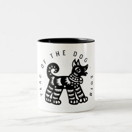 Taza Bicolor Perro negro azabache trasero
