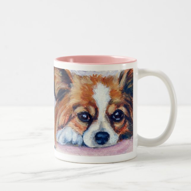 Taza Bicolor Perro Papillon (Derecha)