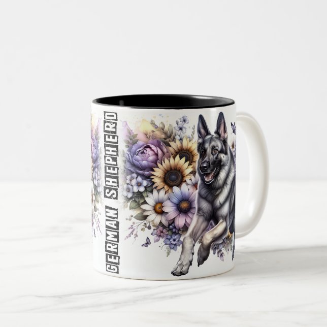 Taza Bicolor Perro pastor alemán lindo (Anverso derecho)
