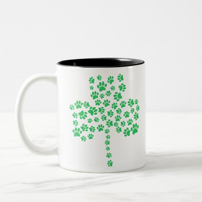 Taza Bicolor Perro Paw Imprimir Shamrock (Izquierda)