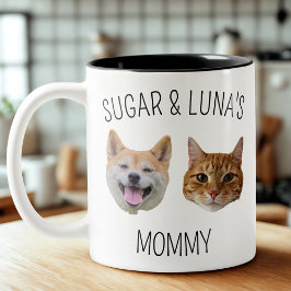 Taza Bicolor Perro personalizado con cara de gato, regalo de pe