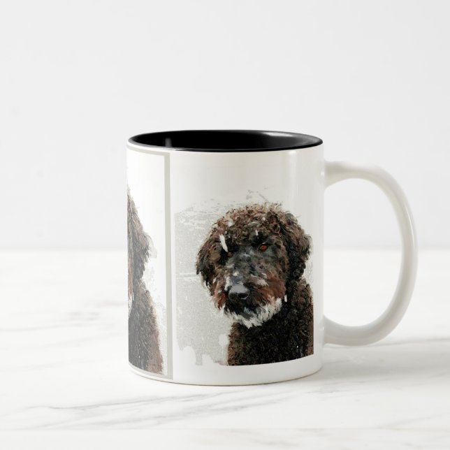 Taza Bicolor Perro: pintura del labradoodle (Derecha)
