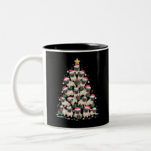 Taza Bicolor Perro Pug árbol de Navidad lindo Xmas Perros Mamá