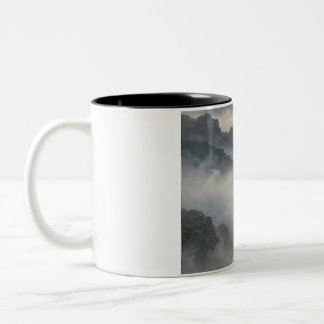 Taza Bicolor Perro Vagabundo Sobre un Mar de Niebla Arte