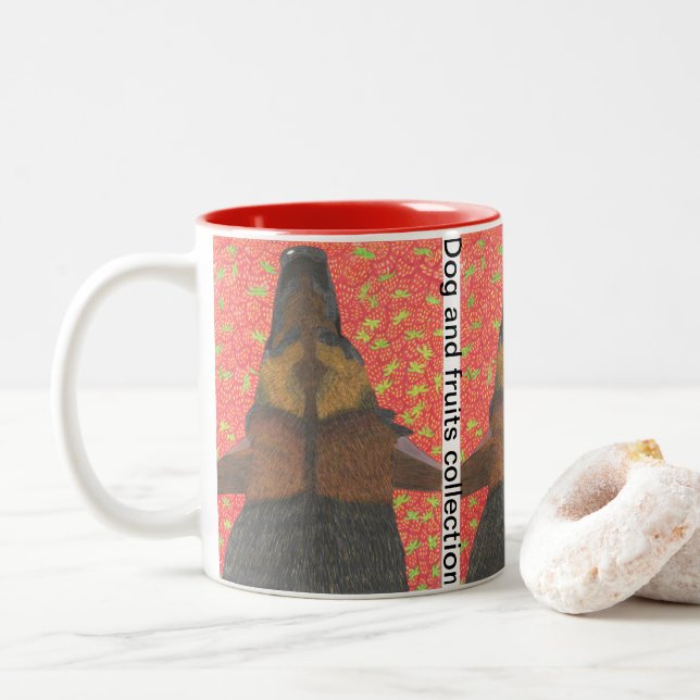 Taza Bicolor Perro y fresa (Con donut)