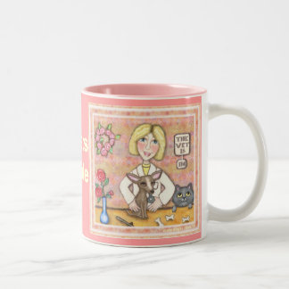 Taza Bicolor Perro y gato de señora Vet With
