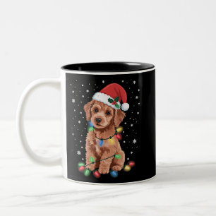 Taza Bicolor Perros Caniche Árbol Navidad Xmas Mascota Animal P