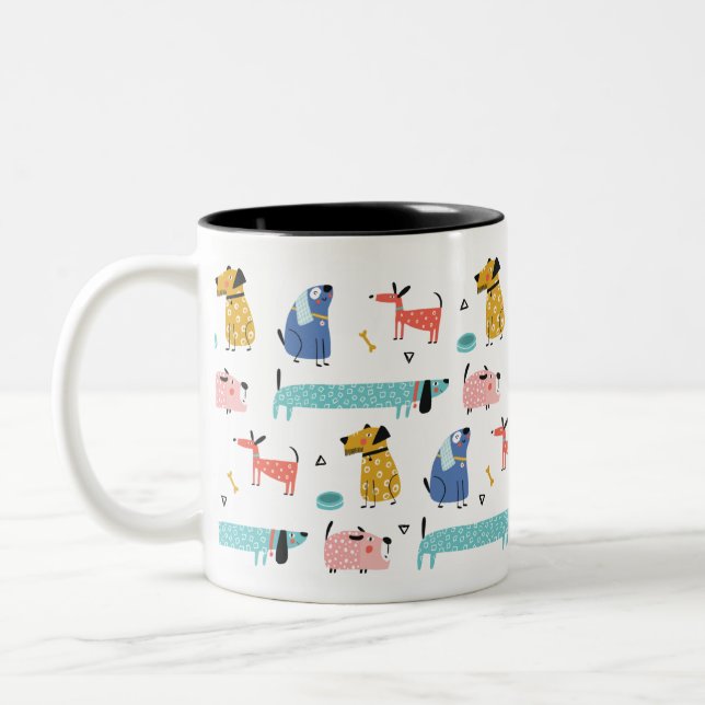 Taza Bicolor Perros de dibujos animados (Izquierda)