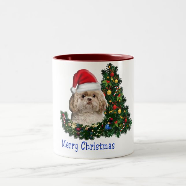 Taza Bicolor Perros de Feliz Navidad (Centro)