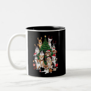 Taza Bicolor Perros de Navidad Amante de los Perros Fiesta Mamá