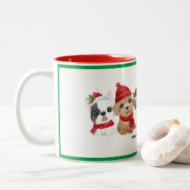 Taza Bicolor Perros en animales de Santa Hats engaña vacaciones